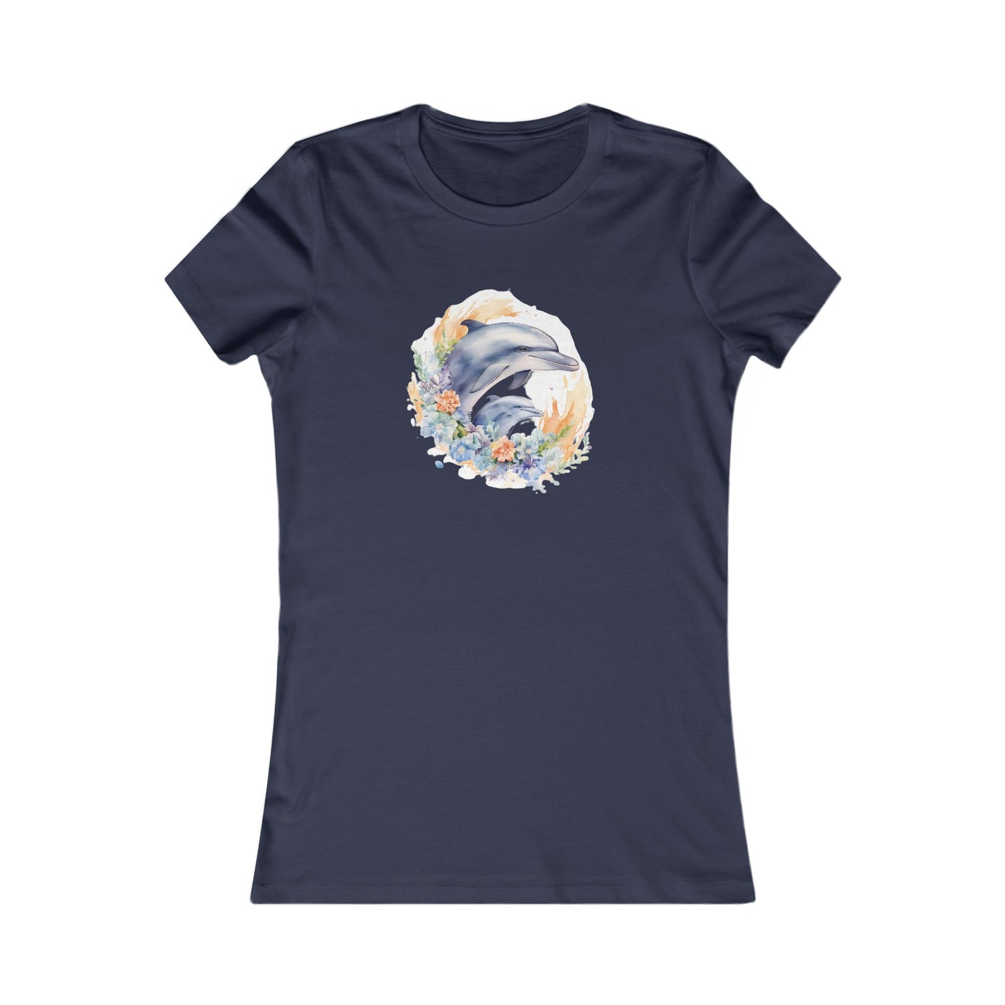 Watercolor Dolphins Fitted Tee