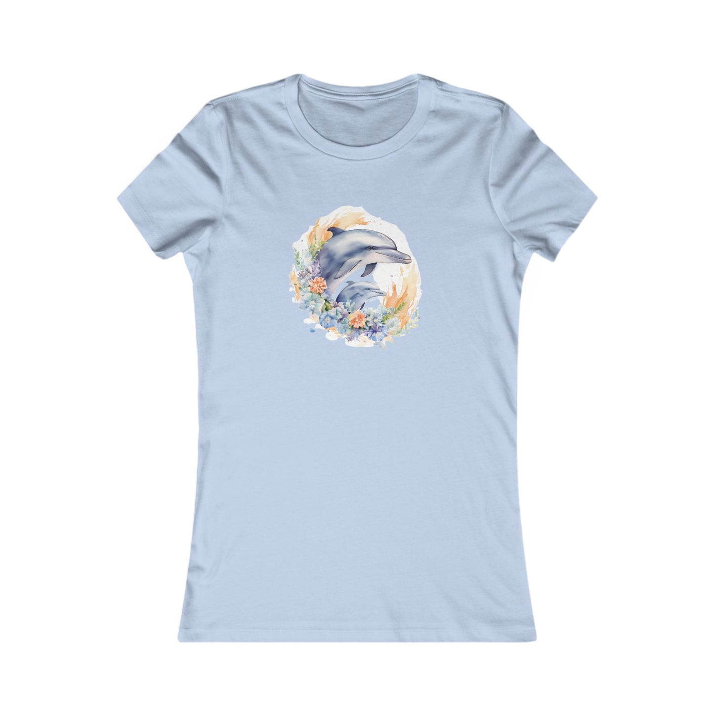 Watercolor Dolphins Fitted Tee