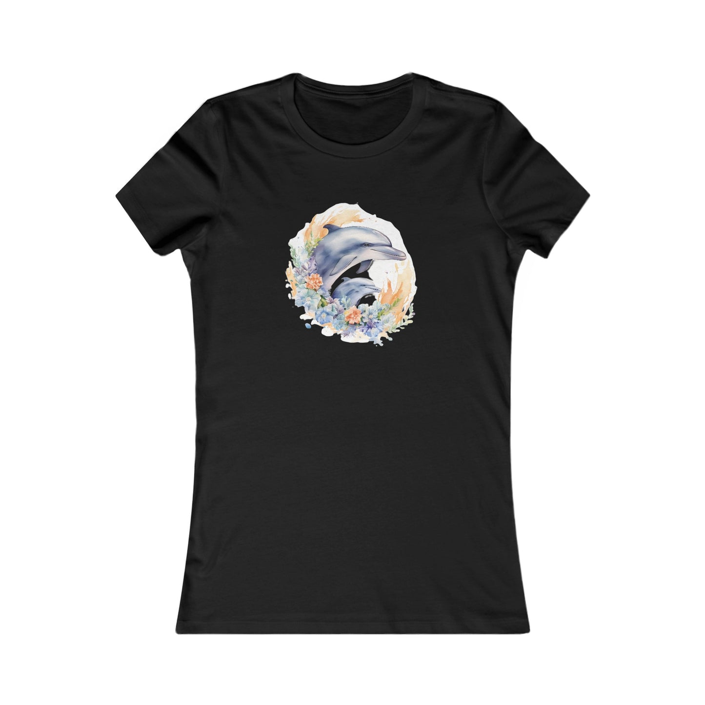 Watercolor Dolphins Fitted Tee