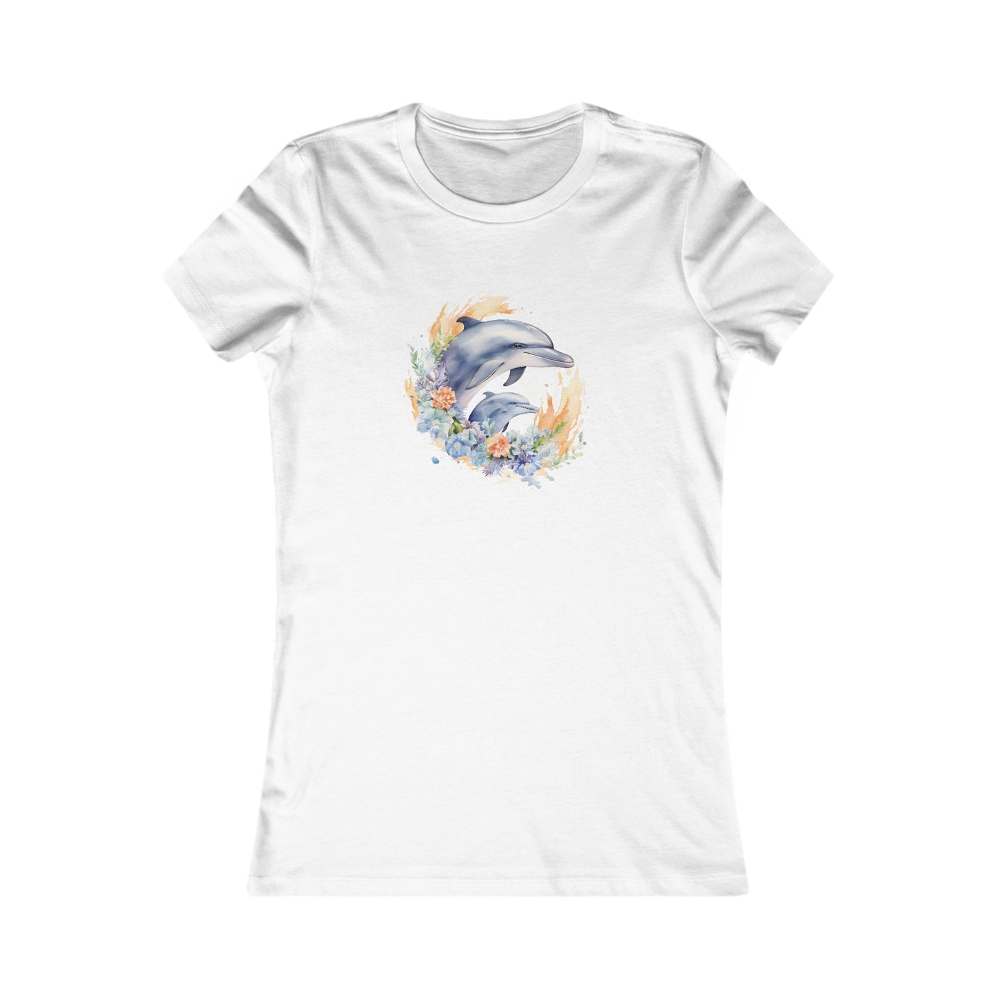 Watercolor Dolphins Fitted Tee