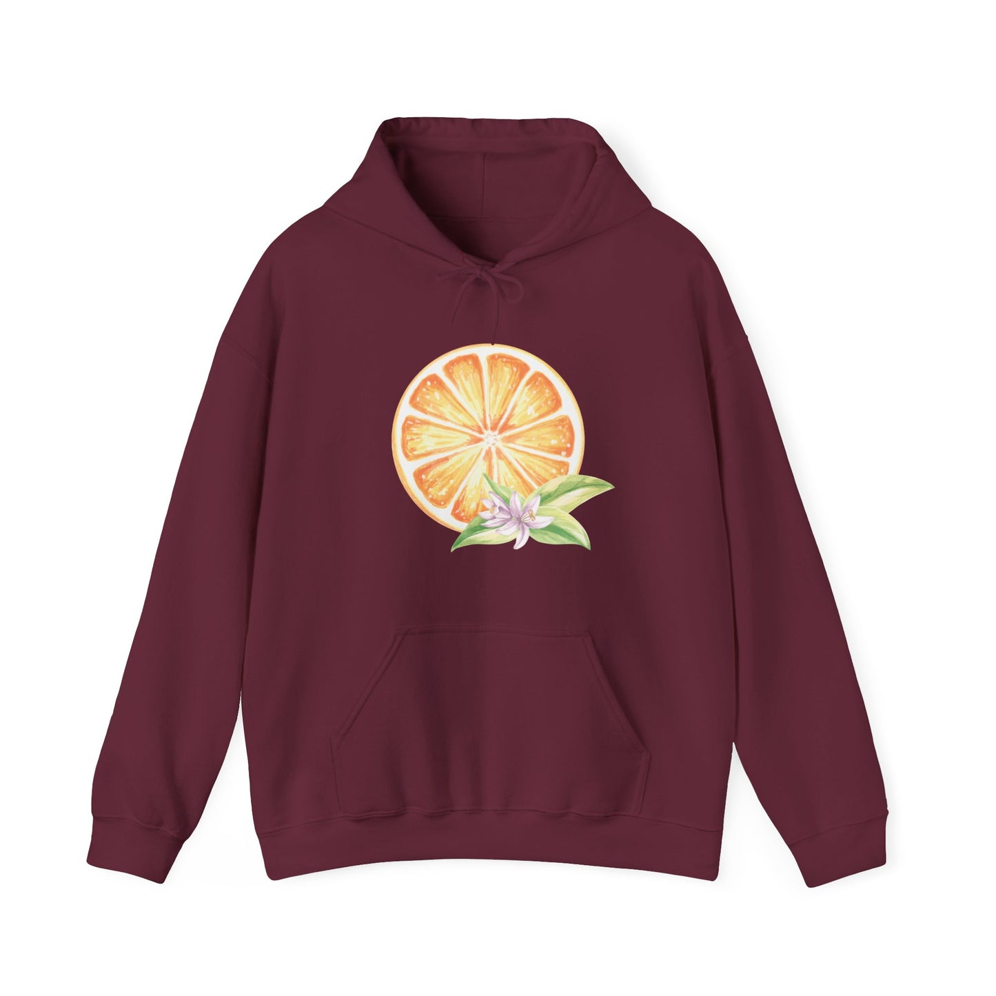 Orange and Flower Hooded Sweatshirt