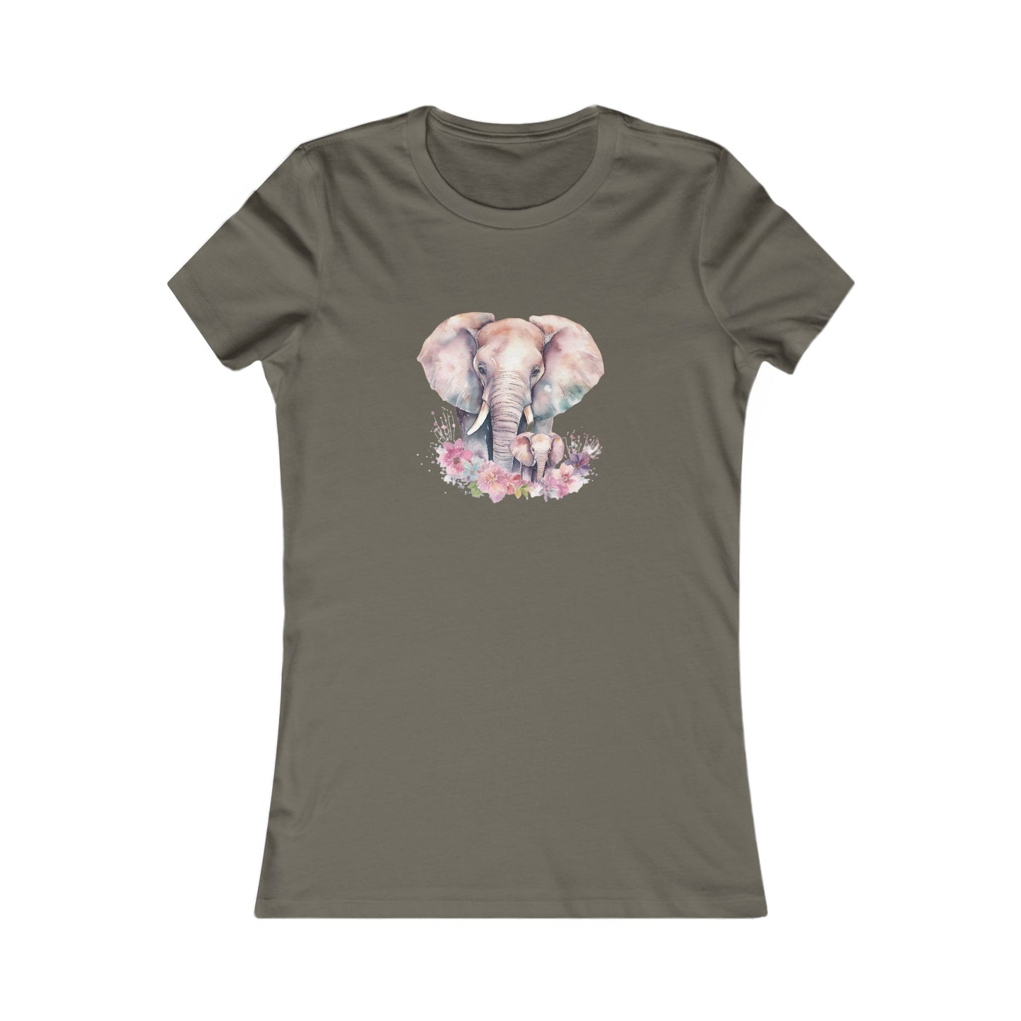 Watercolor Elephants Fitted Tee