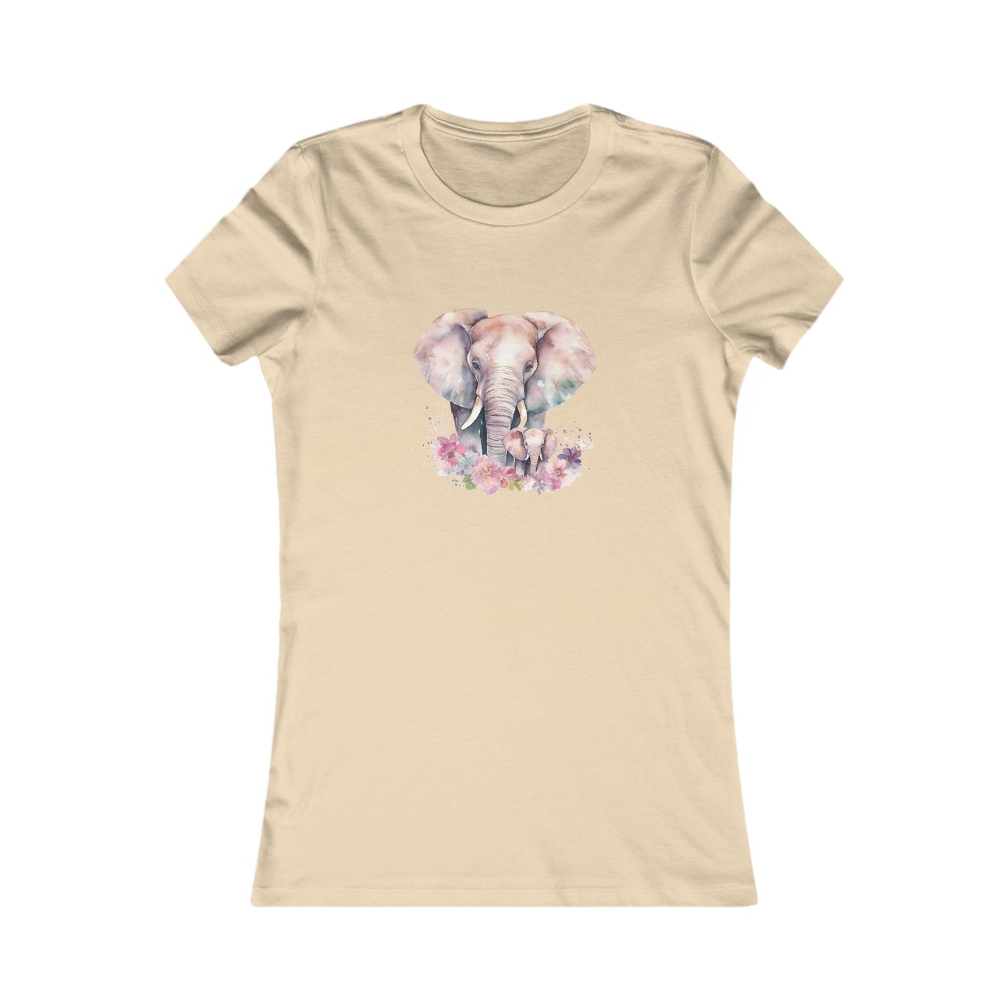 Watercolor Elephants Fitted Tee