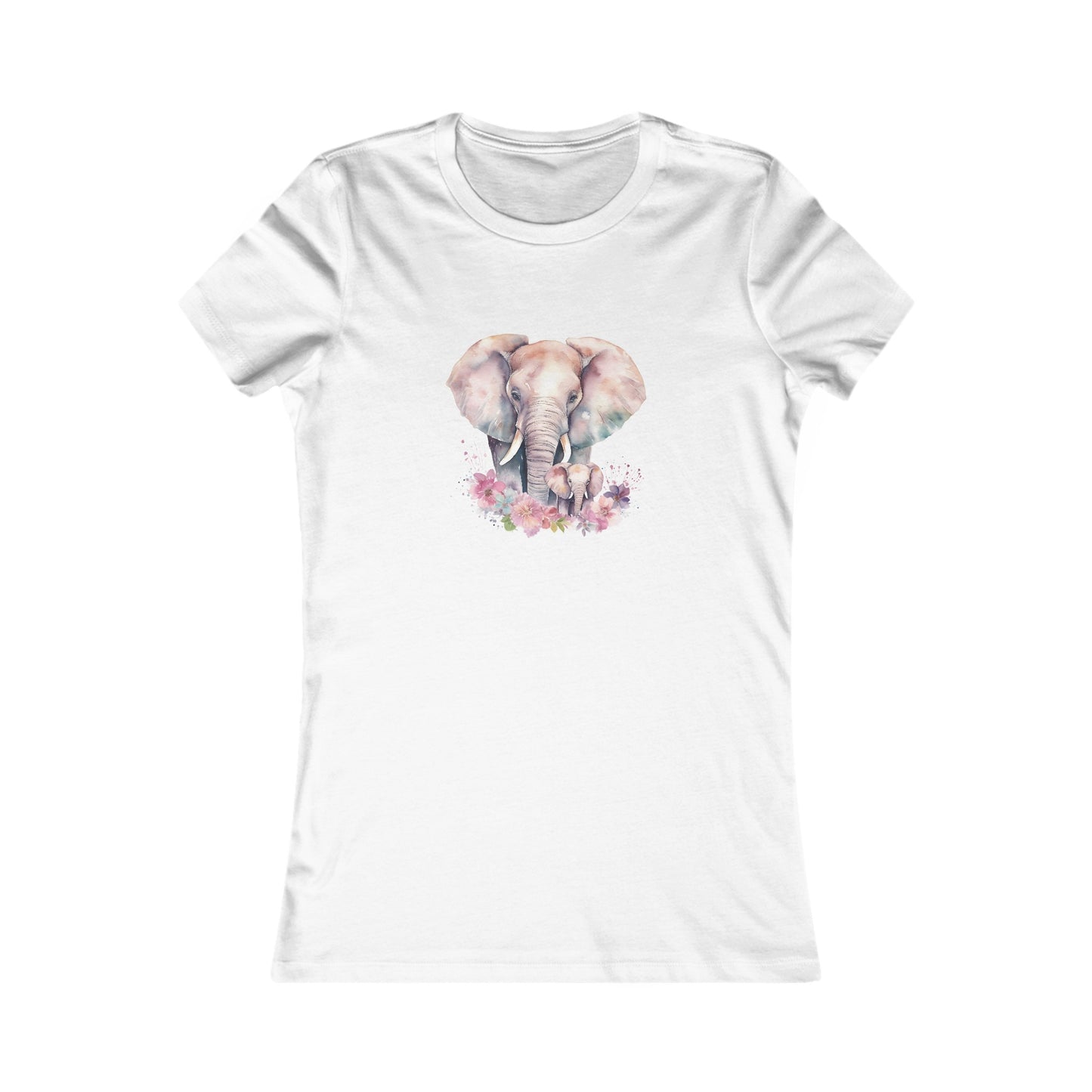 Watercolor Elephants Fitted Tee