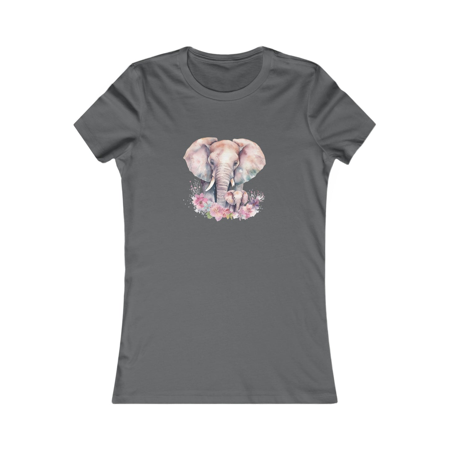 Watercolor Elephants Fitted Tee