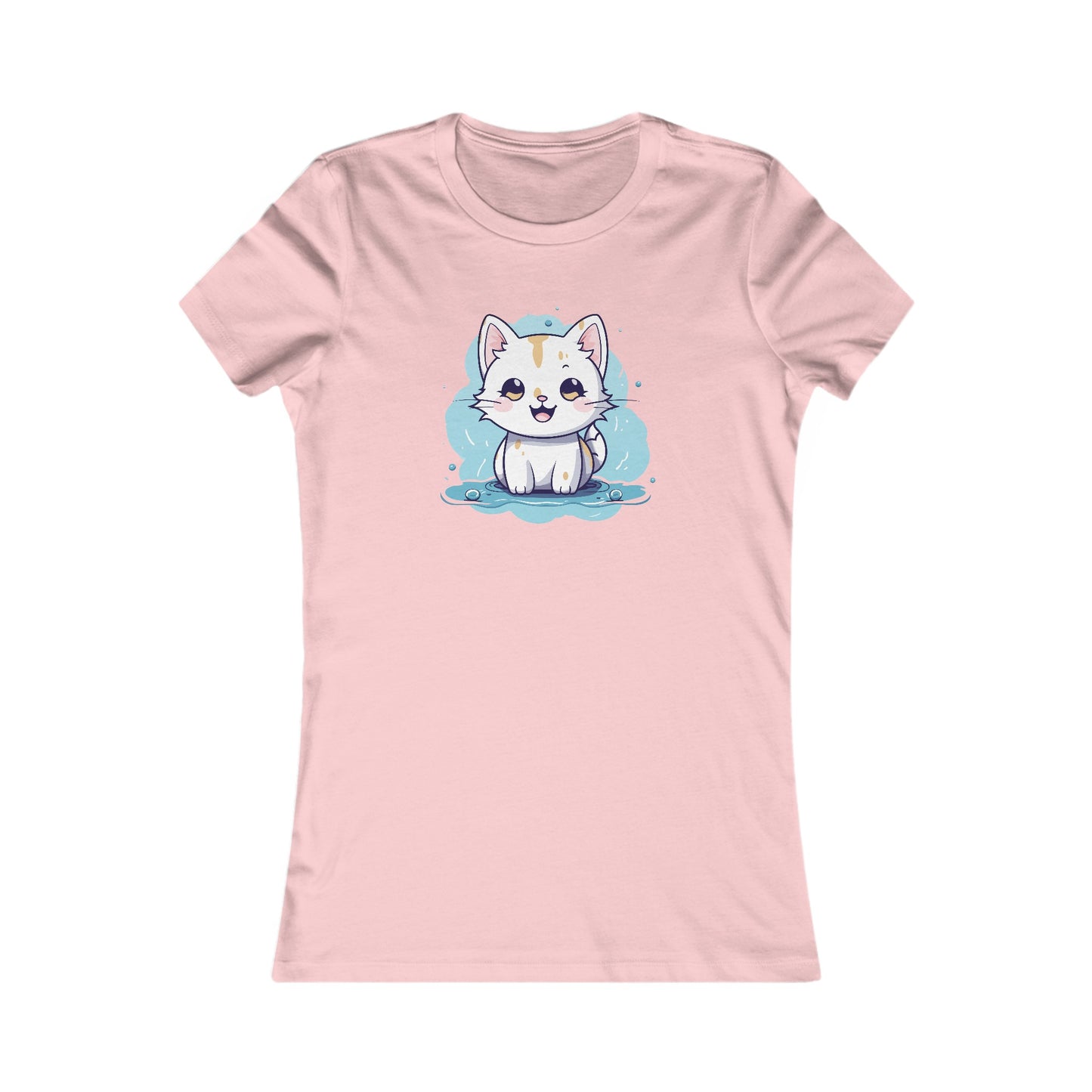 Cute Blue Cat Fitted Tee