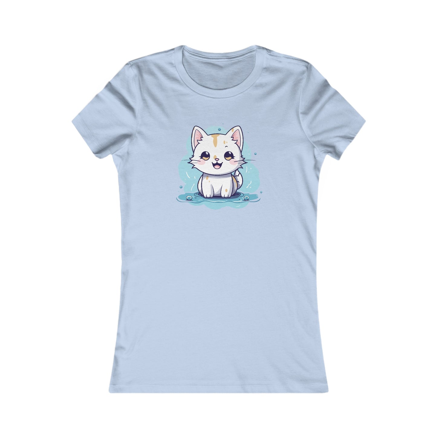 Cute Blue Cat Fitted Tee