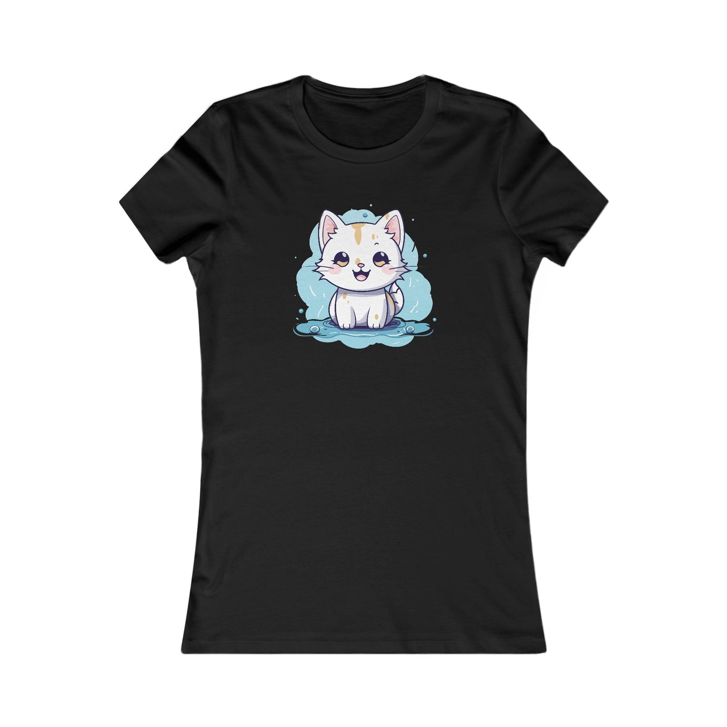 Cute Blue Cat Fitted Tee