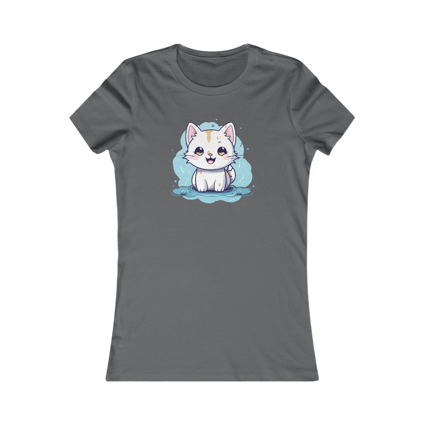 Cute Blue Cat Fitted Tee