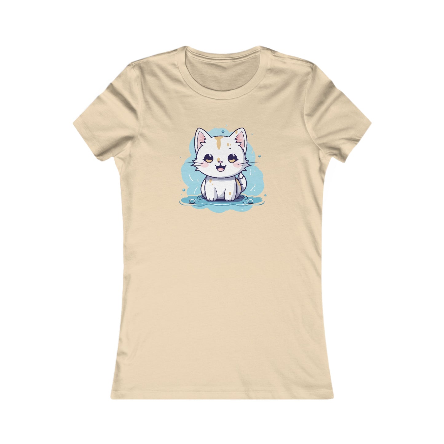 Cute Blue Cat Fitted Tee