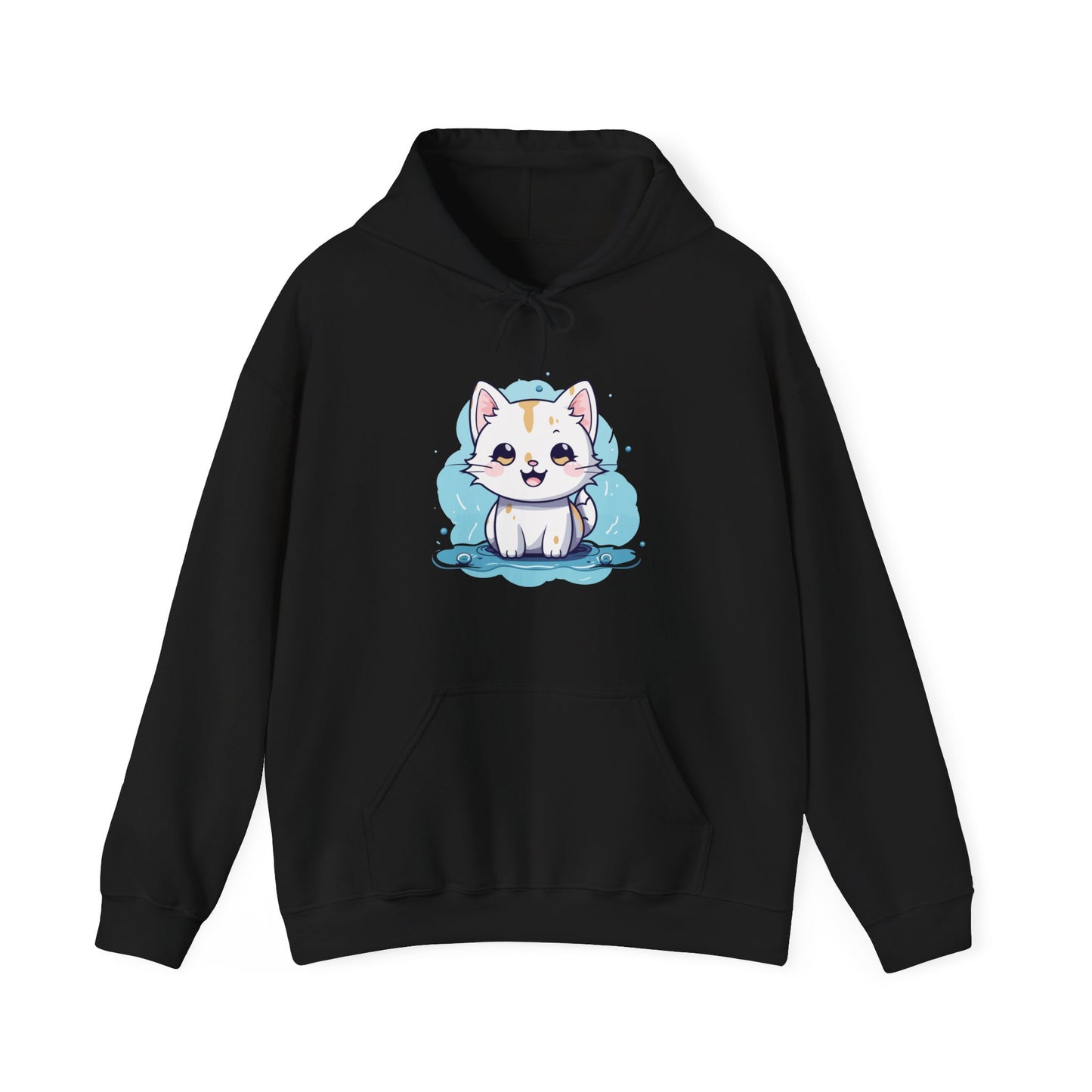 Cute Blue Cat Hooded Sweatshirt