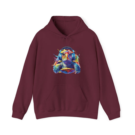 Turtle with Headphones Hooded Sweatshirt