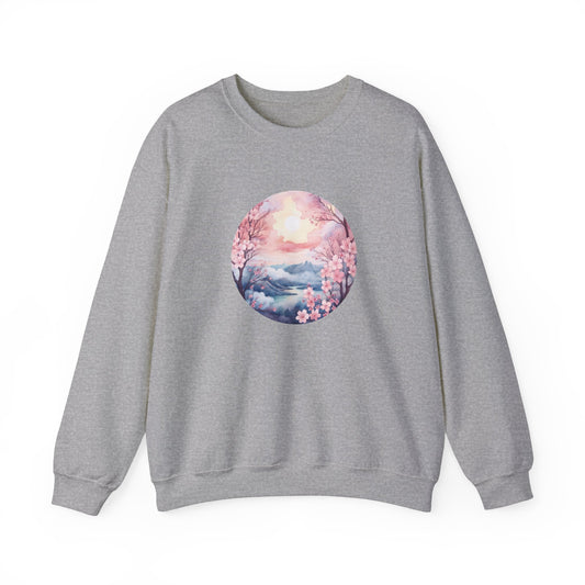 Watercolor Cherry Blossom Landscape Sweatshirt