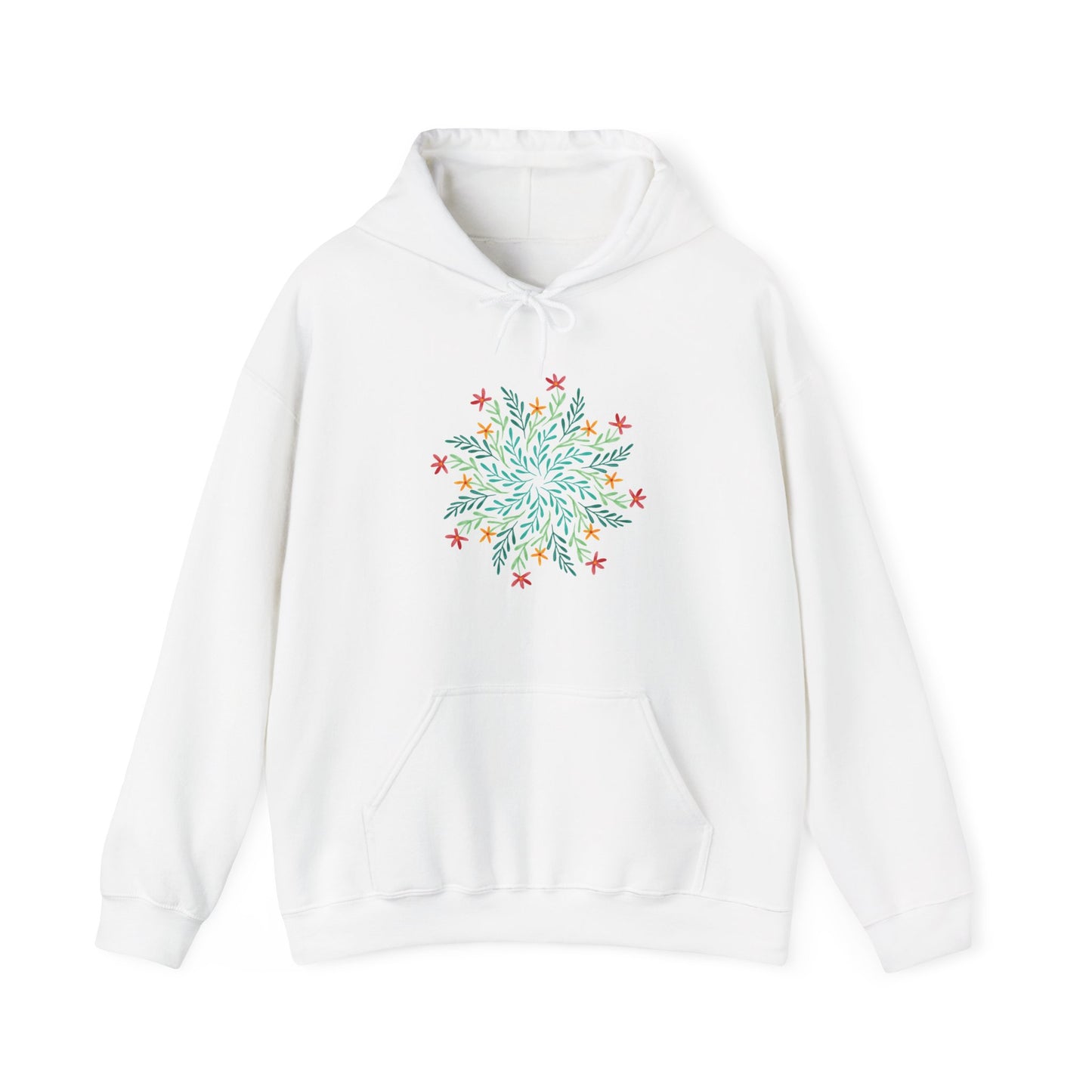 Leaf and Flowers Mandala Hooded Sweatshirt