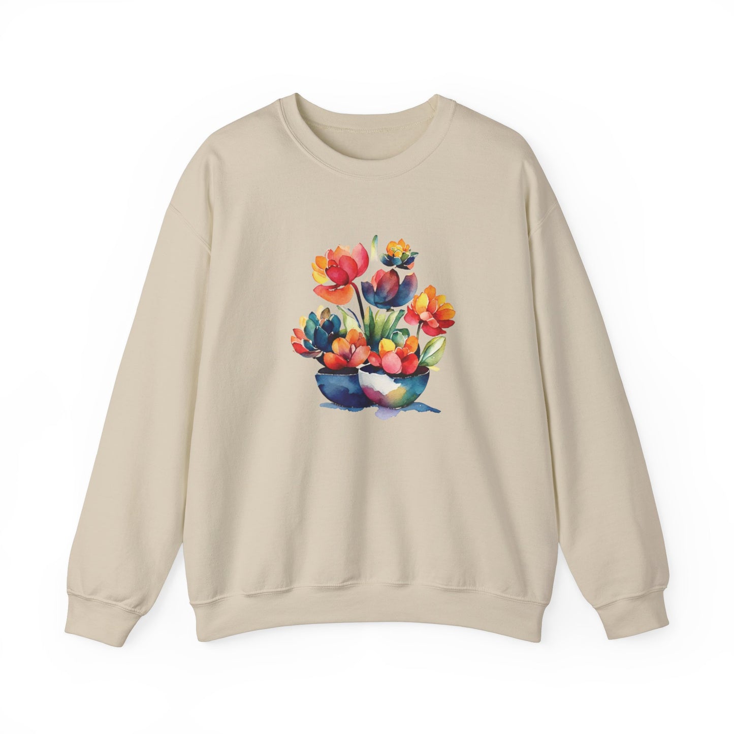 Watercolor Succulent Flowers Sweatshirt