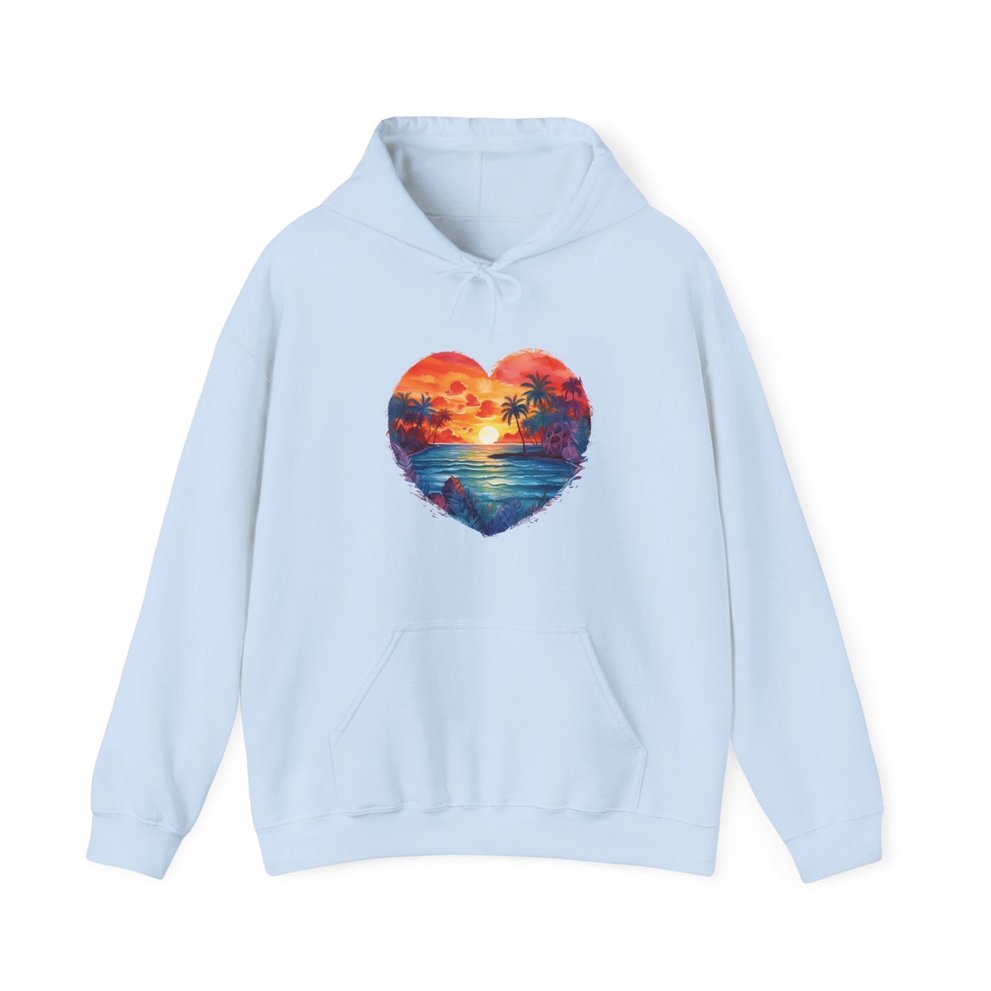 Painted Beach Sunset Heart Hooded Sweatshirt