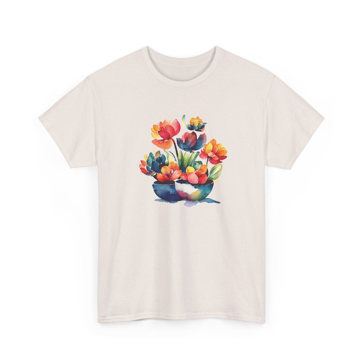 Watercolor Succulent Flowers Short Sleeve Tee