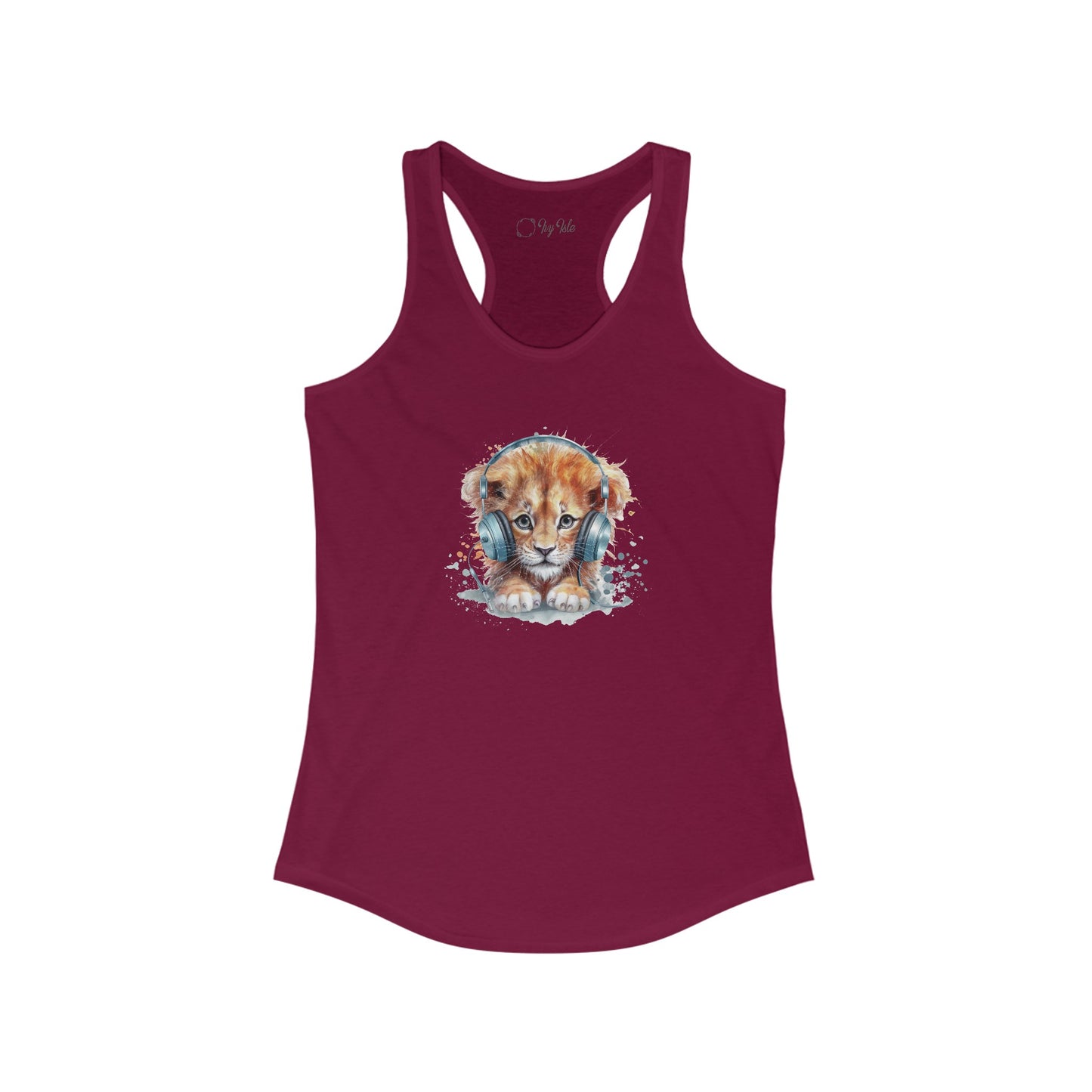 Lion with Headphones Racerback Tank