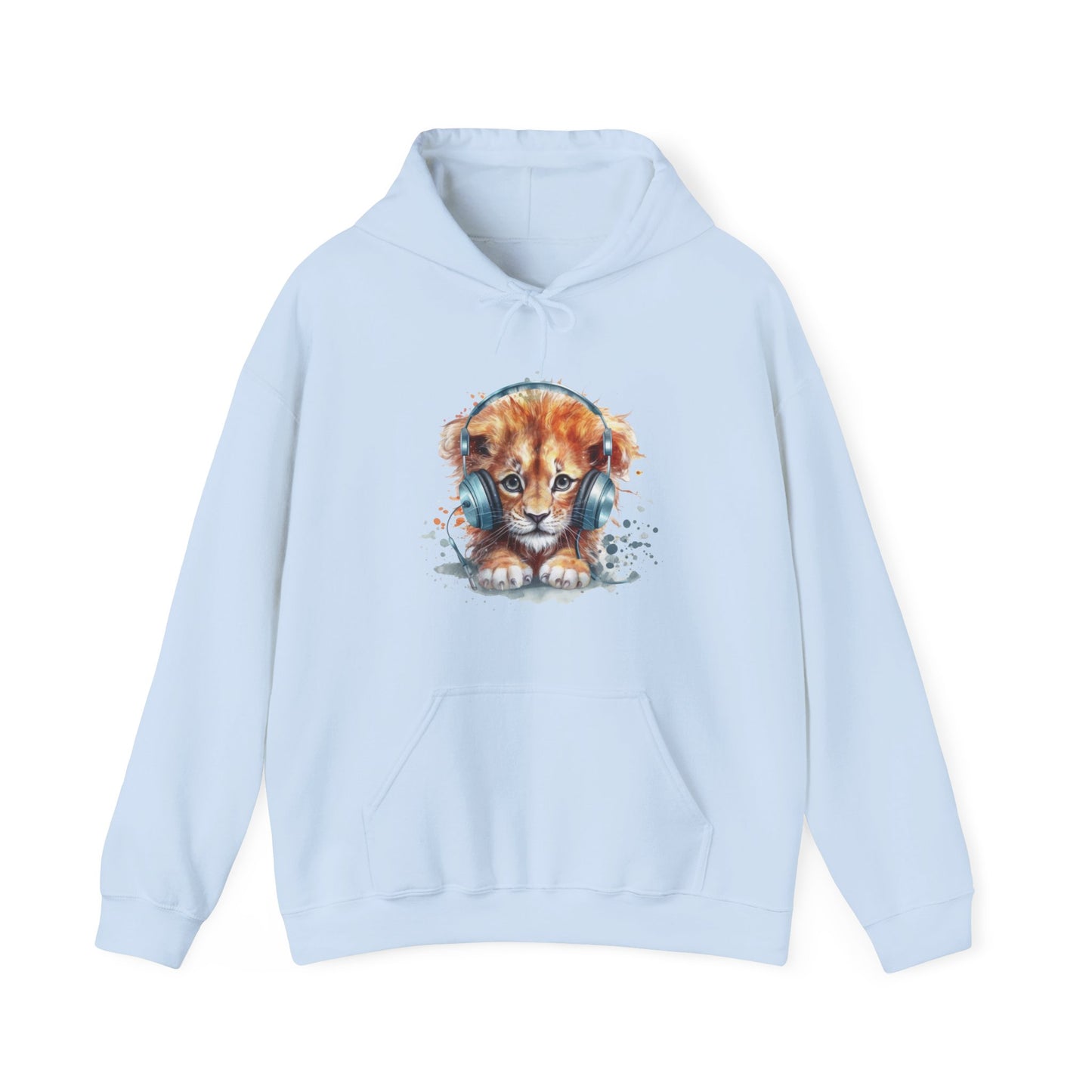 Lion with Headphones Hooded Sweatshirt