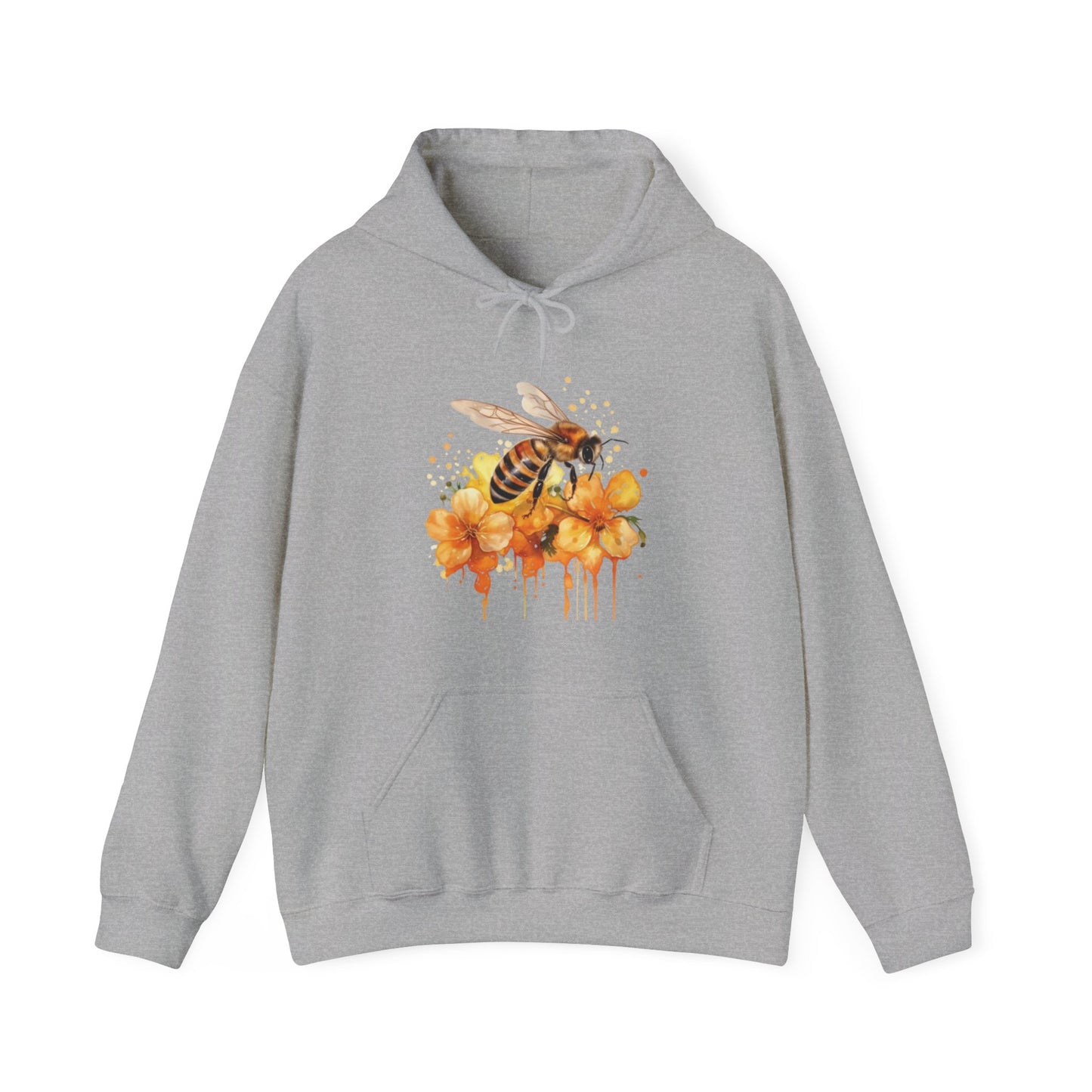 Watercolor Bee and Flowers Hooded Sweatshirt
