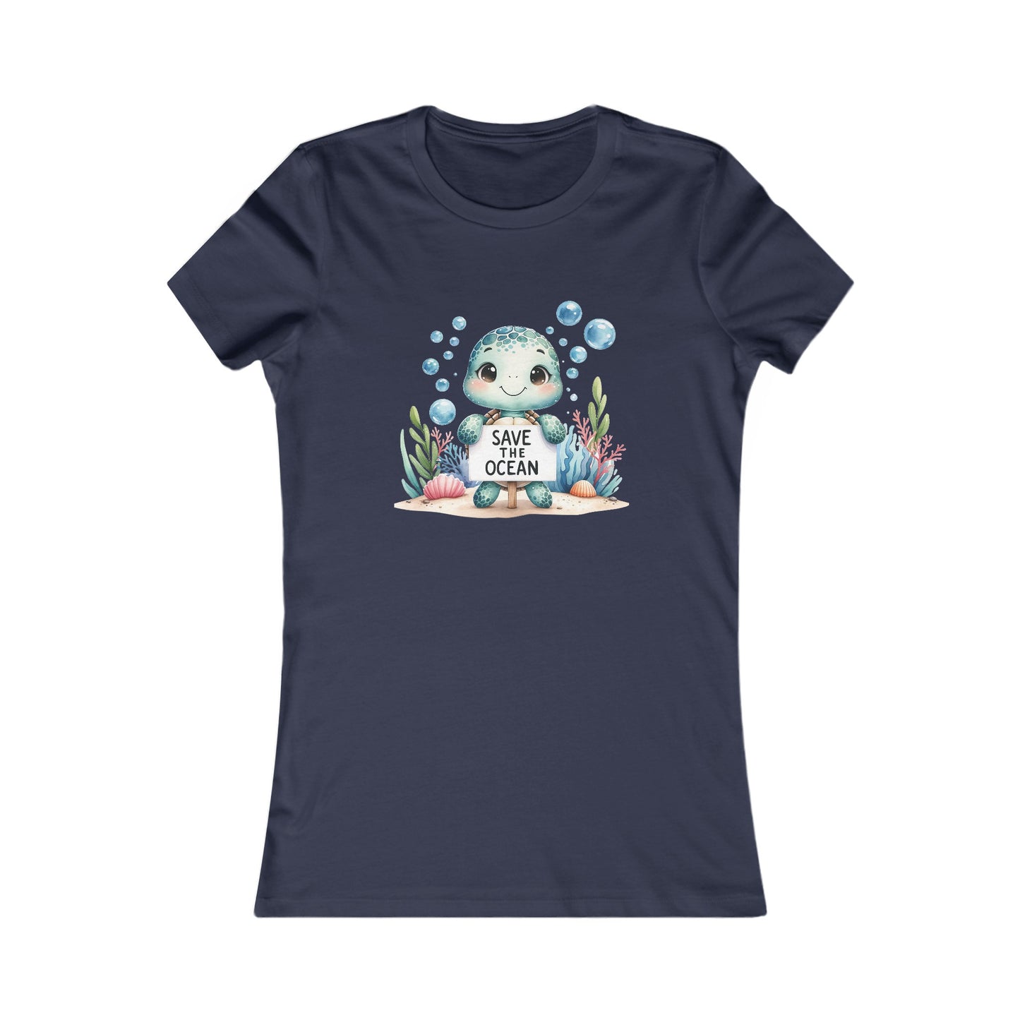 Save the Ocean Turtle Fitted Tee