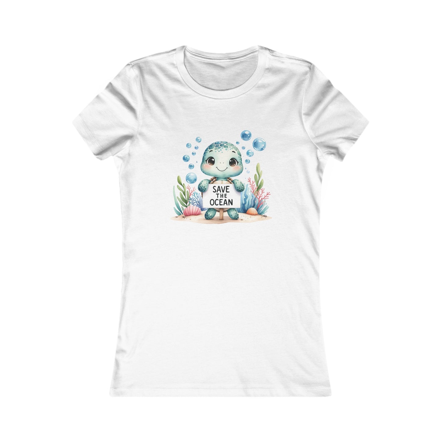 Save the Ocean Turtle Fitted Tee