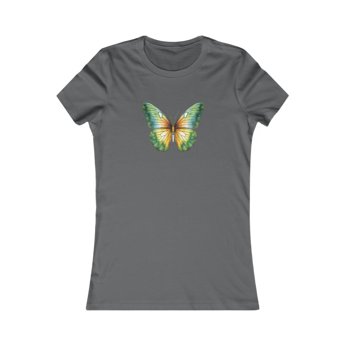 Green Watercolor Butterfly Fitted Tee
