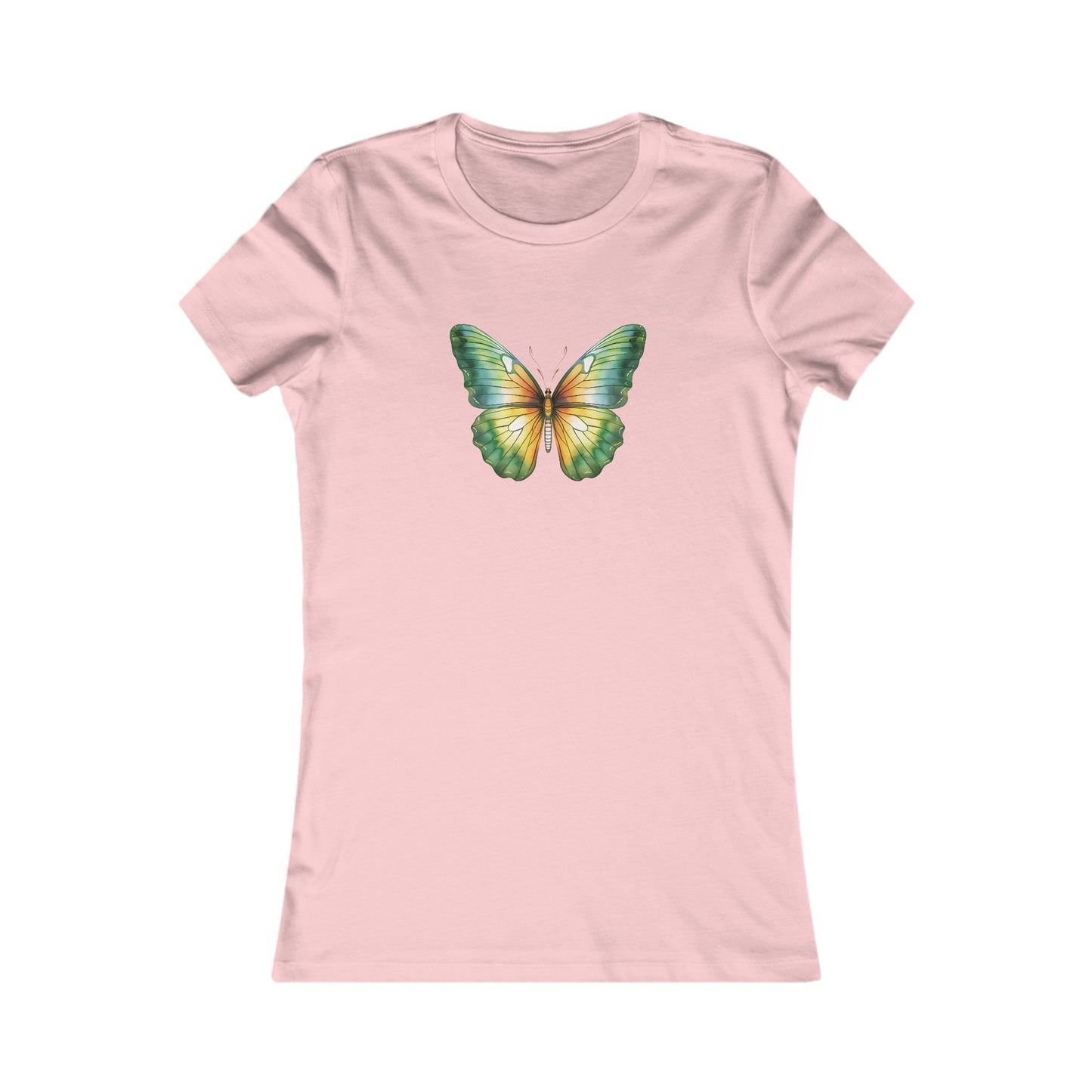 Green Watercolor Butterfly Fitted Tee