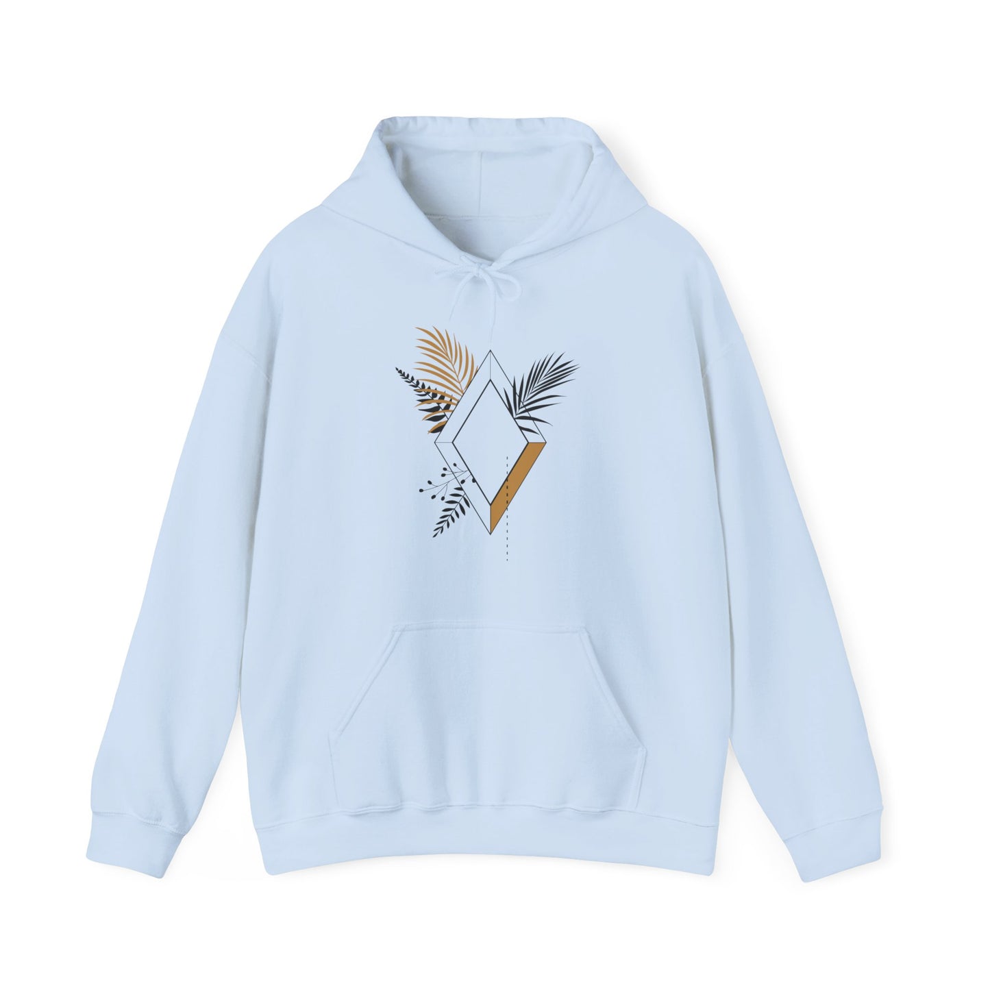 Black and Gold Leafy Diamond Hooded Sweatshirt
