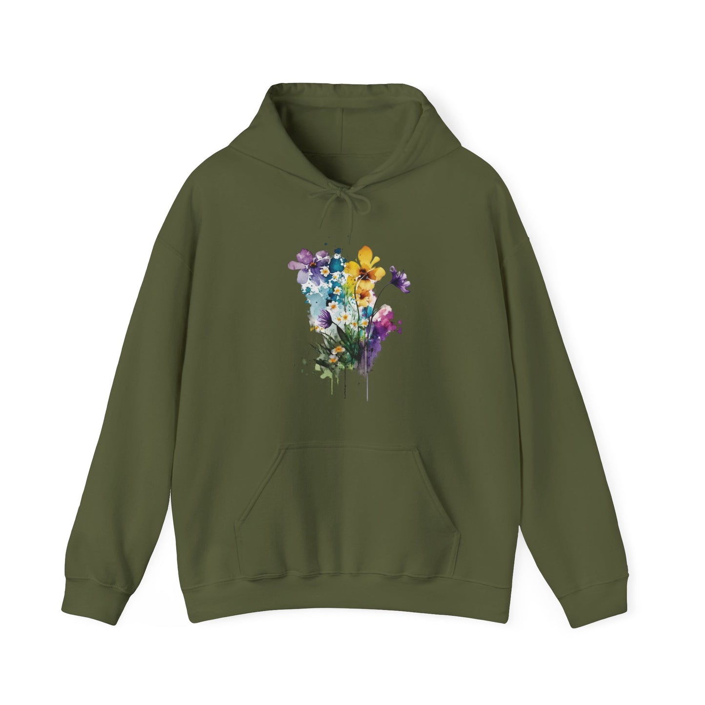 Watercolor Spring Flowers Hooded Sweatshirt