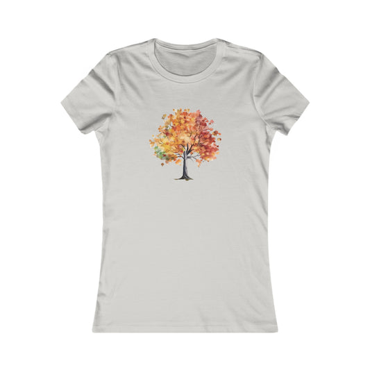 Watercolor Autumn Tree Fitted Tee