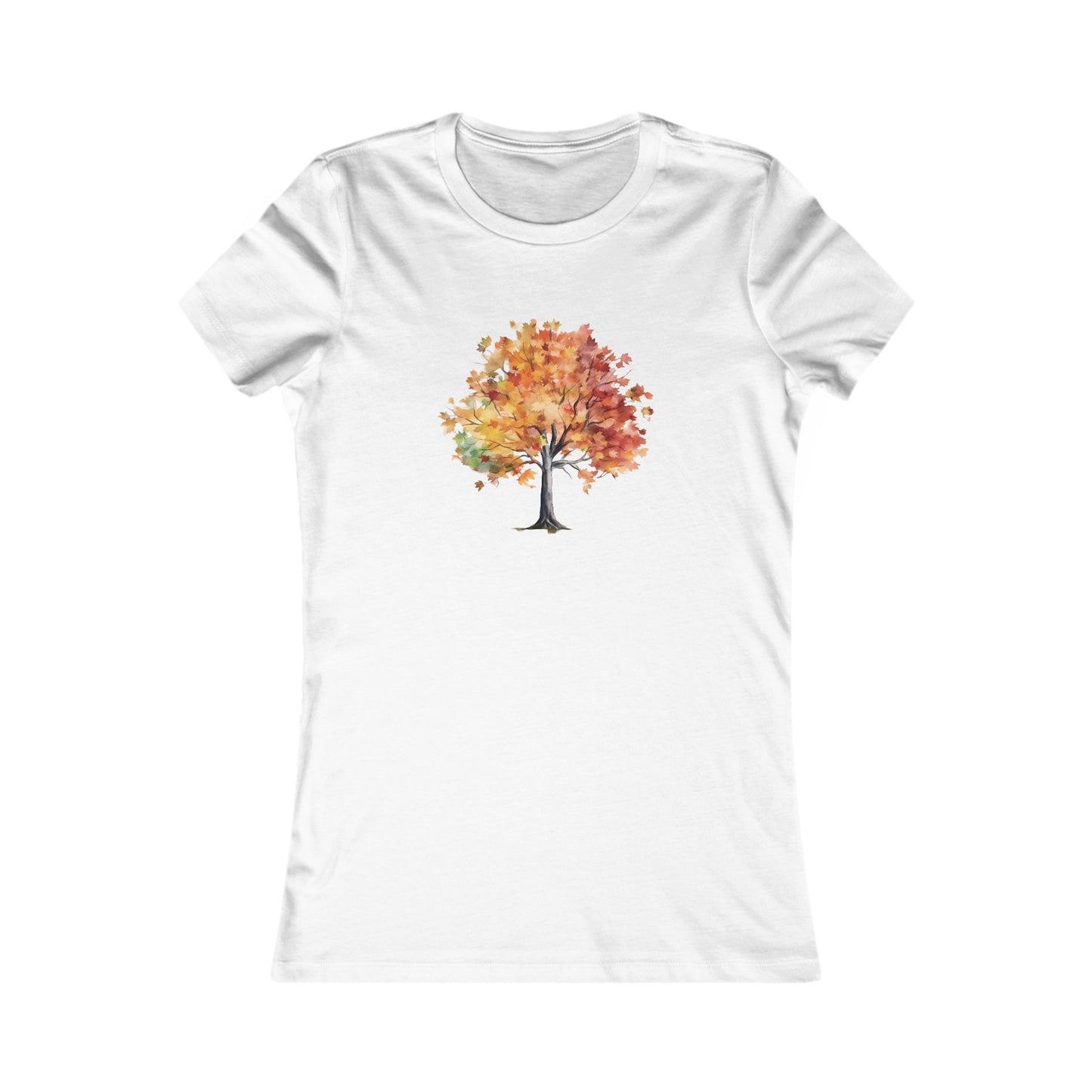 Watercolor Autumn Tree Fitted Tee