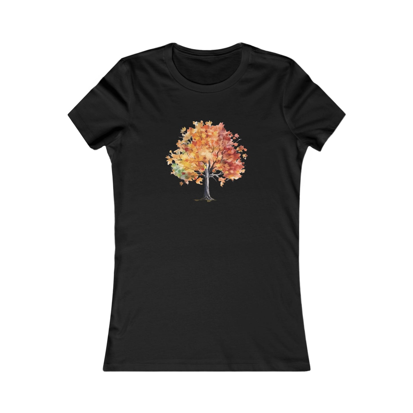 Watercolor Autumn Tree Fitted Tee
