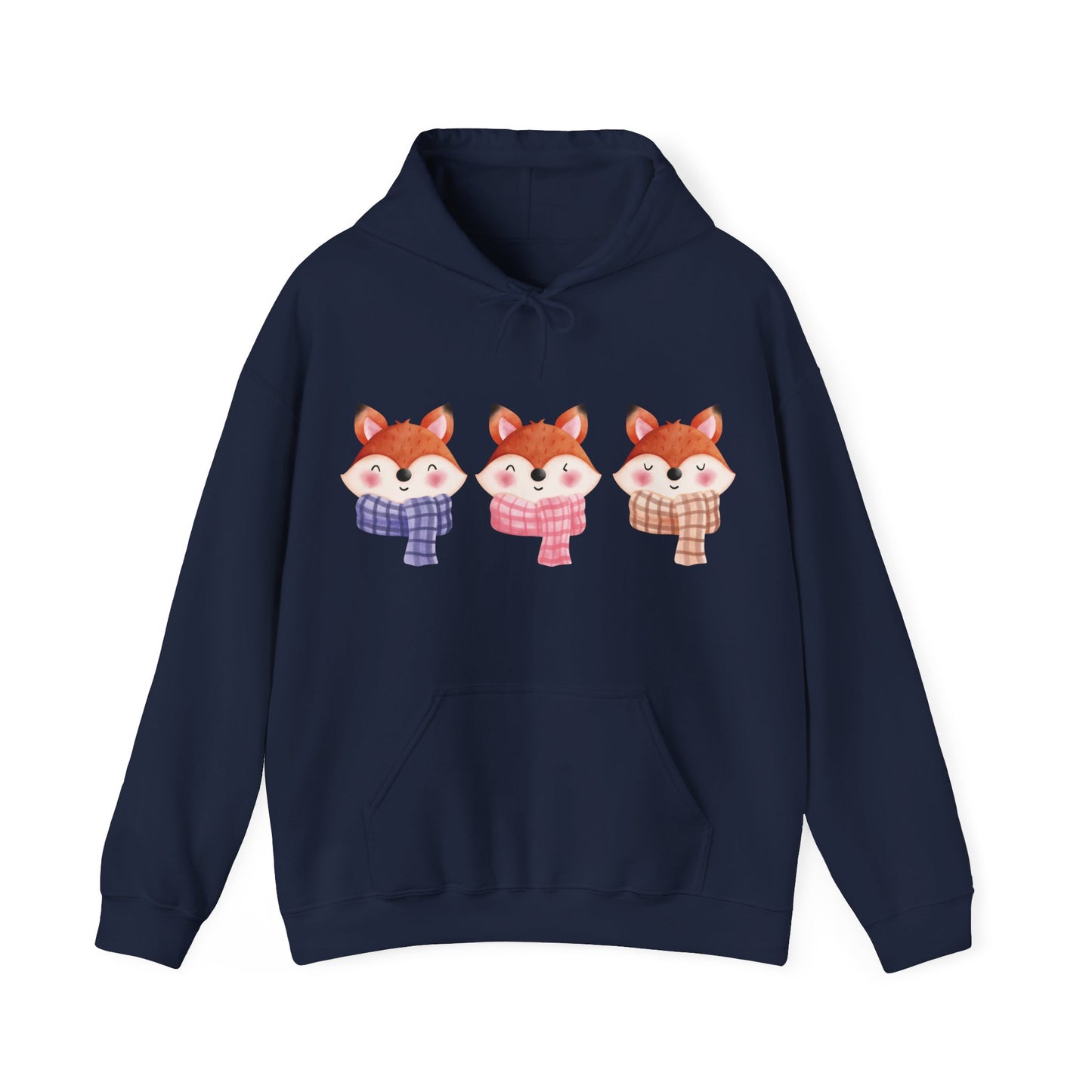 Cute Foxes in Scarves Hooded Sweatshirt