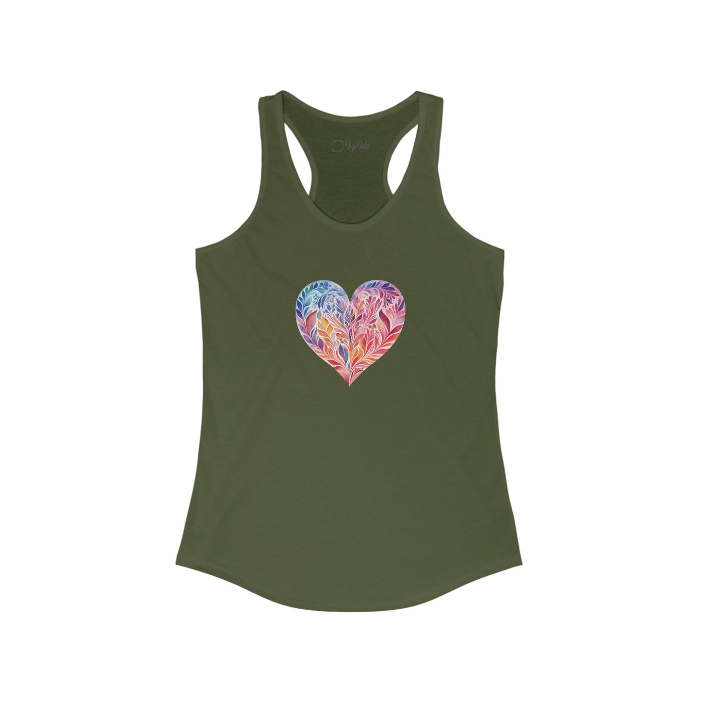 Watercolor Heart Racerback Tank 001
