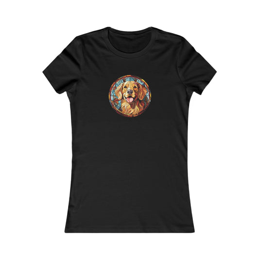 Stained Glass Golden Retriever Fitted Tee