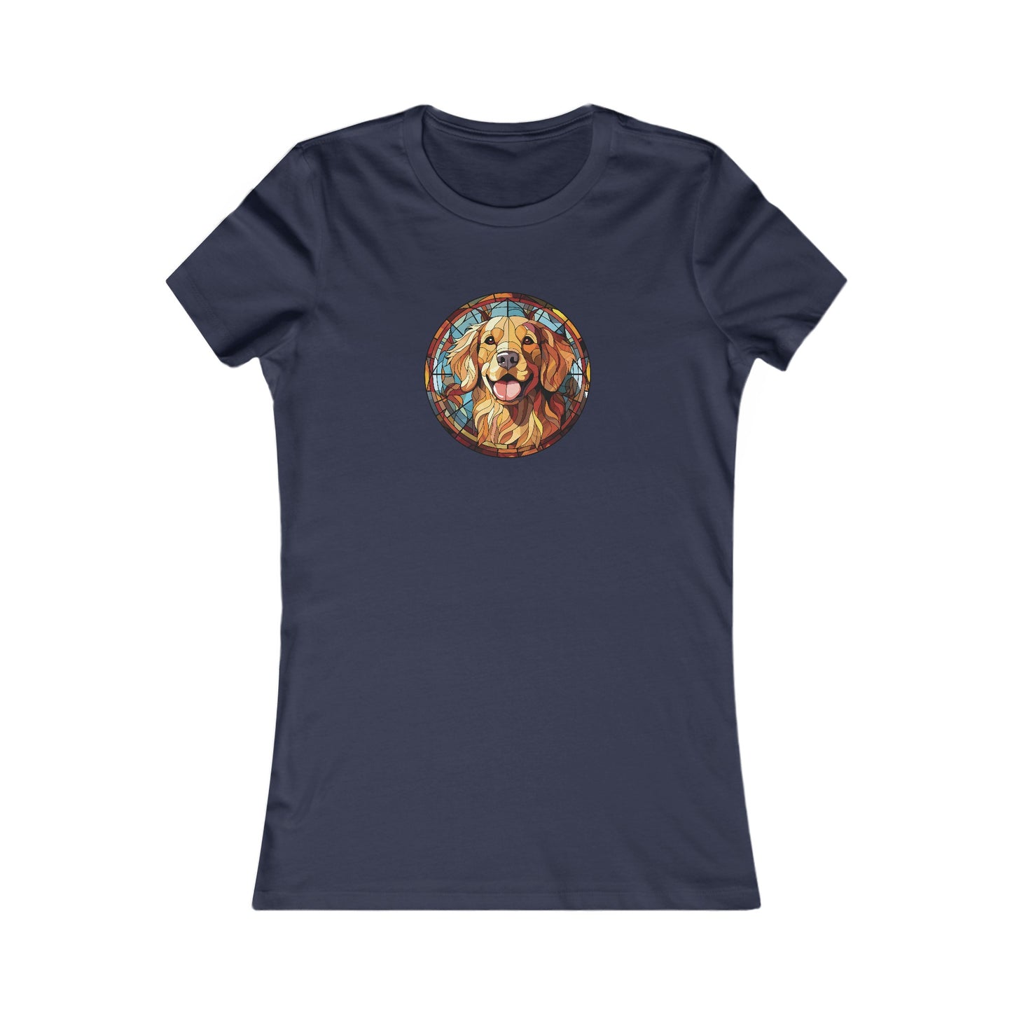 Stained Glass Golden Retriever Fitted Tee