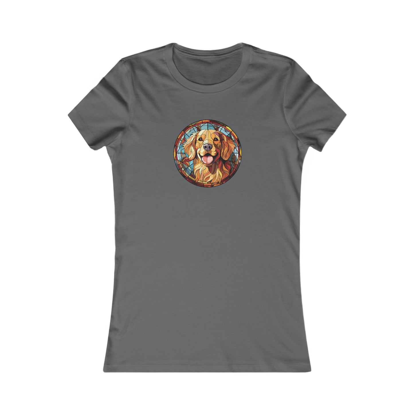Stained Glass Golden Retriever Fitted Tee