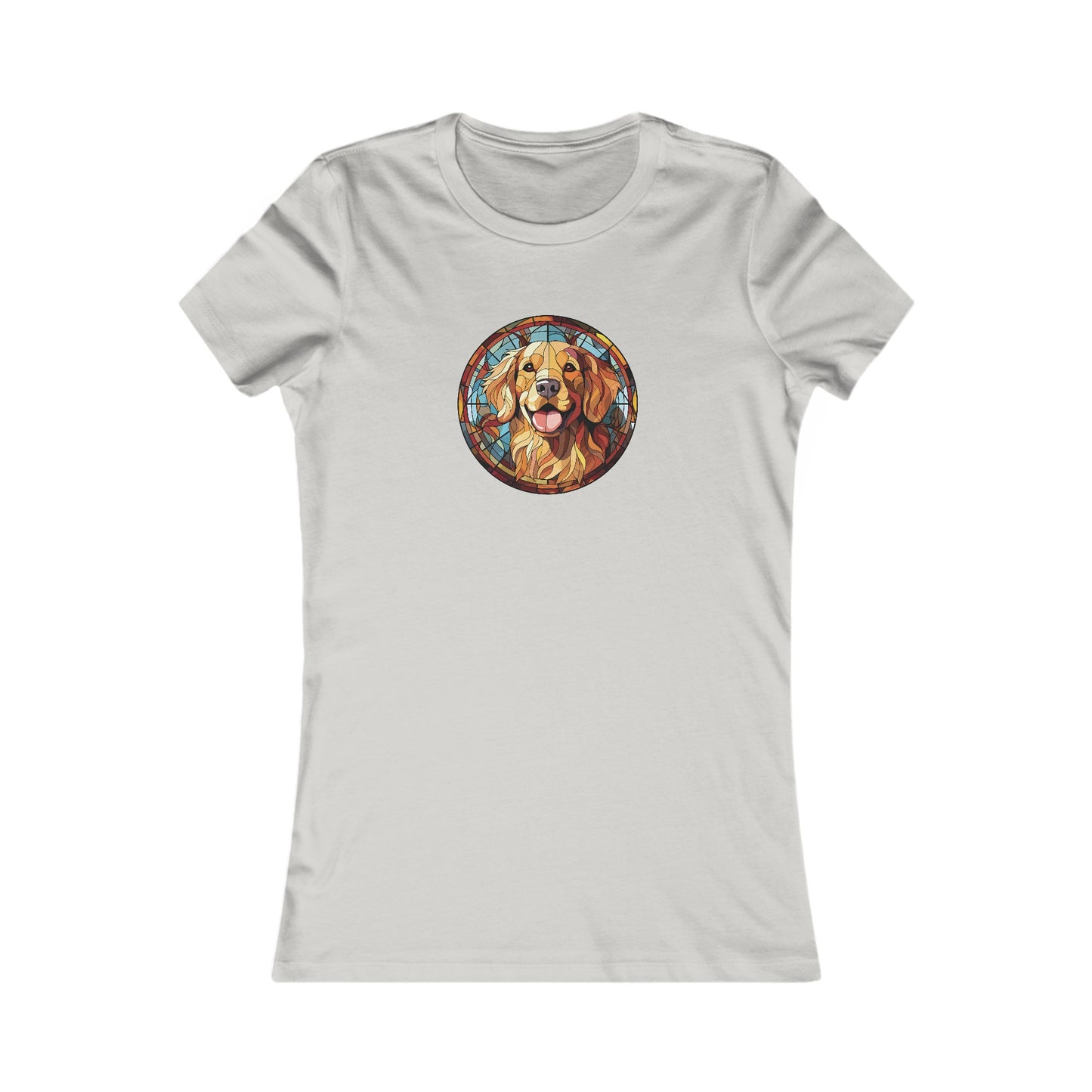 Stained Glass Golden Retriever Fitted Tee