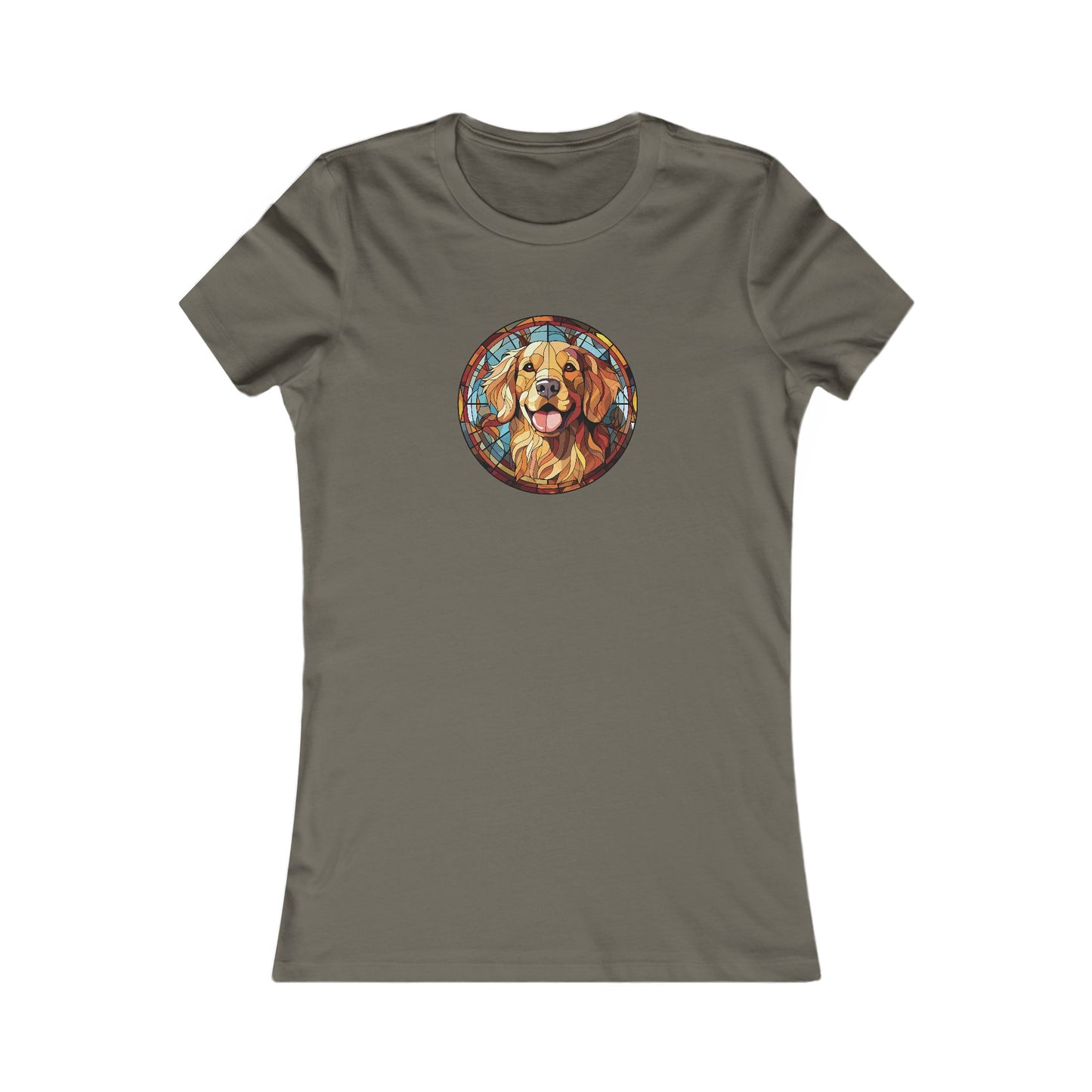 Stained Glass Golden Retriever Fitted Tee