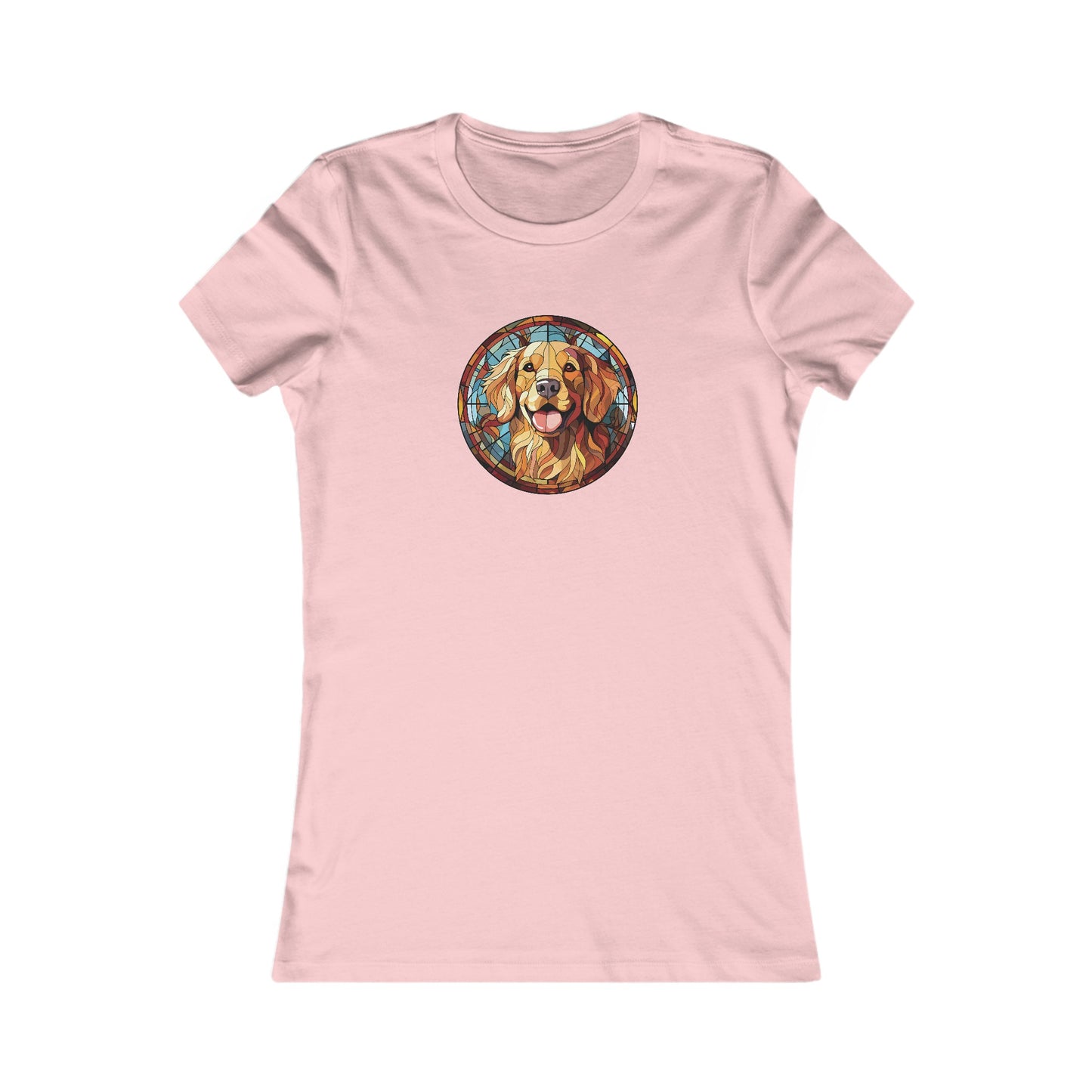 Stained Glass Golden Retriever Fitted Tee