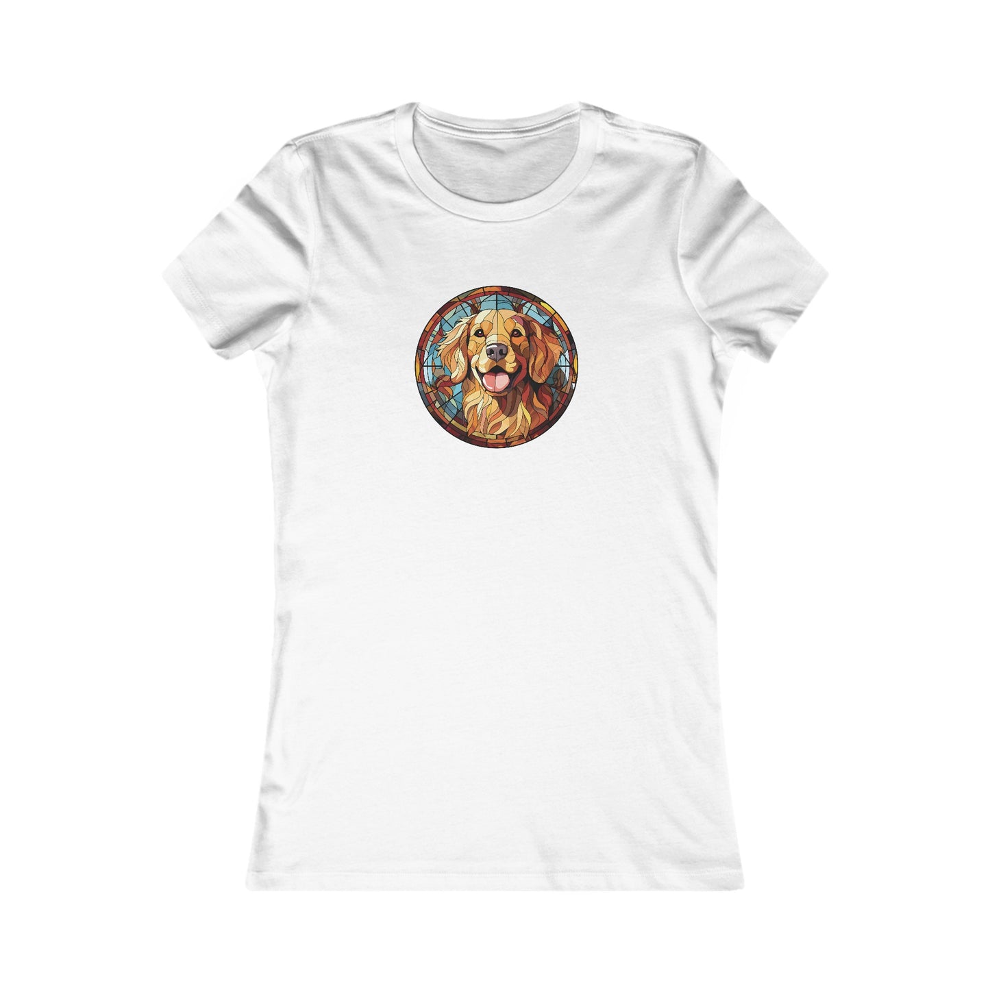Stained Glass Golden Retriever Fitted Tee