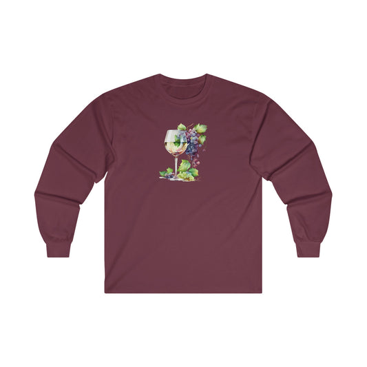 Watercolor White Wine Long Sleeve Tee