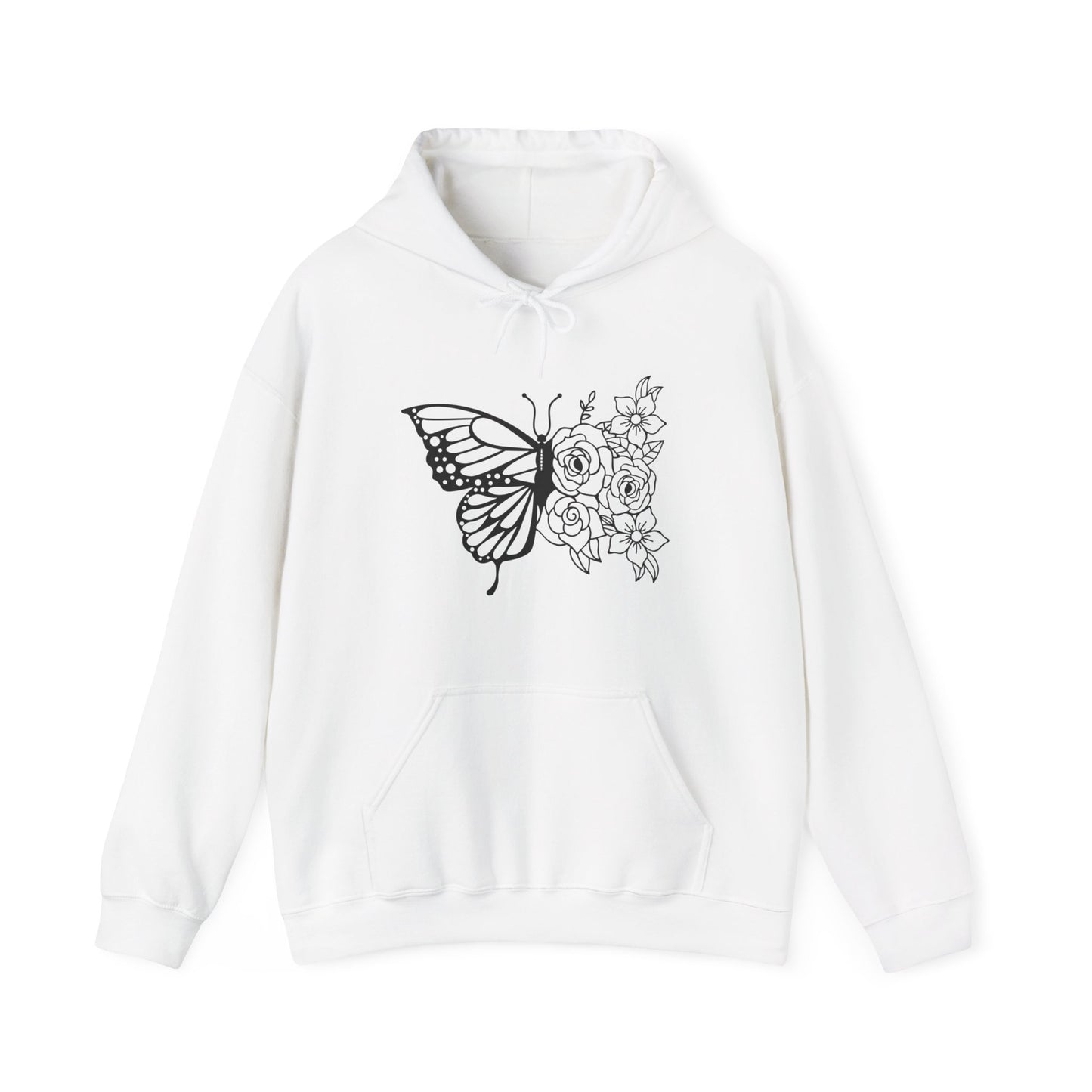 Butterfly and Flowers Hooded Sweatshirt