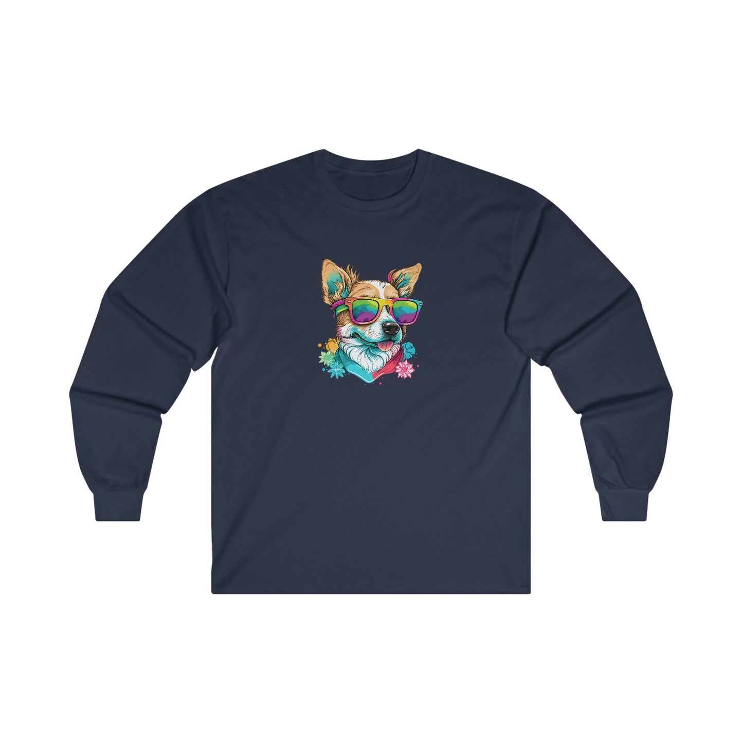 Dog with Sunglasses Long Sleeve Tee 002