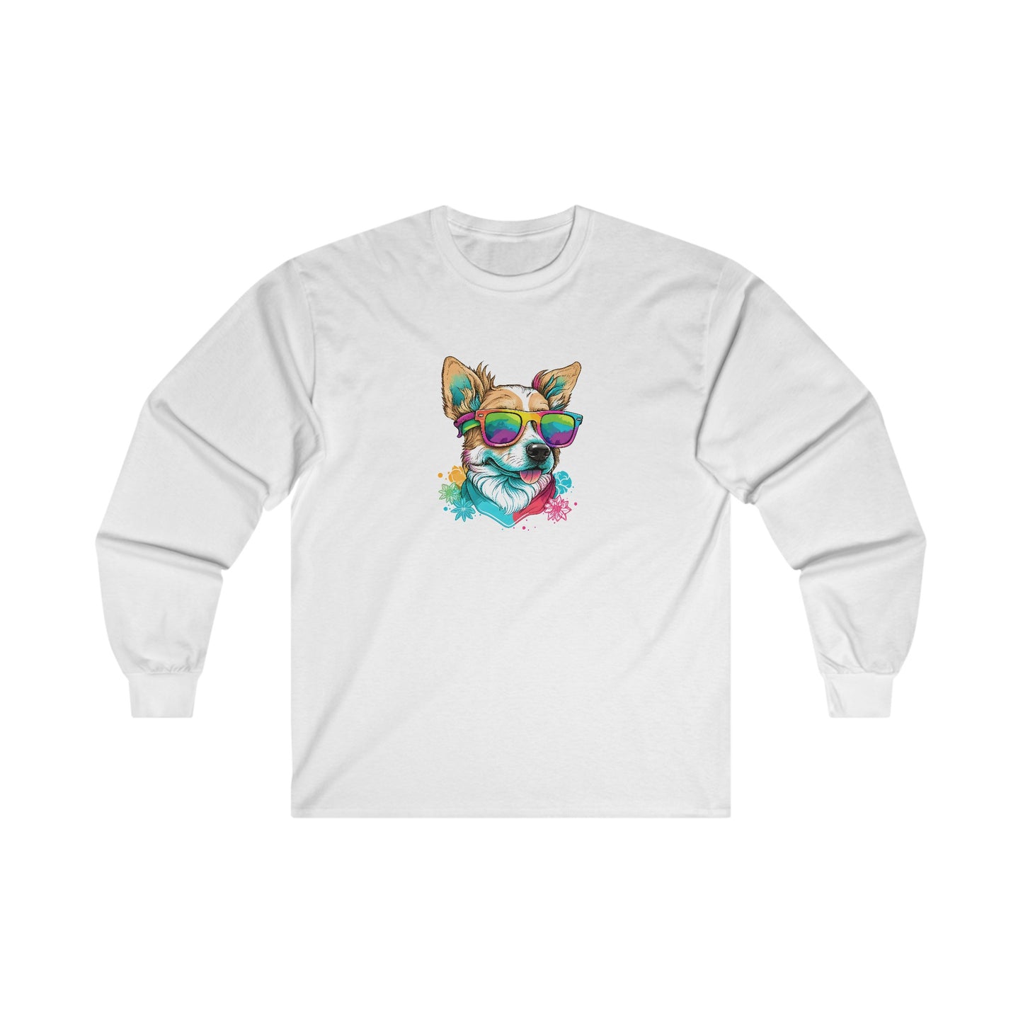 Dog with Sunglasses Long Sleeve Tee 002
