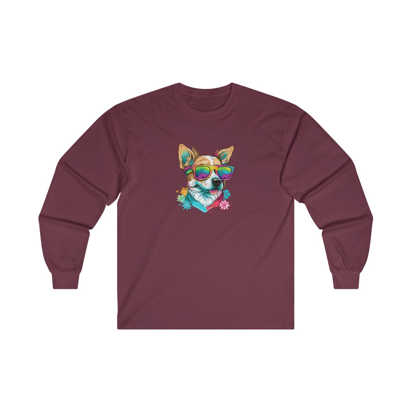 Dog with Sunglasses Long Sleeve Tee 002