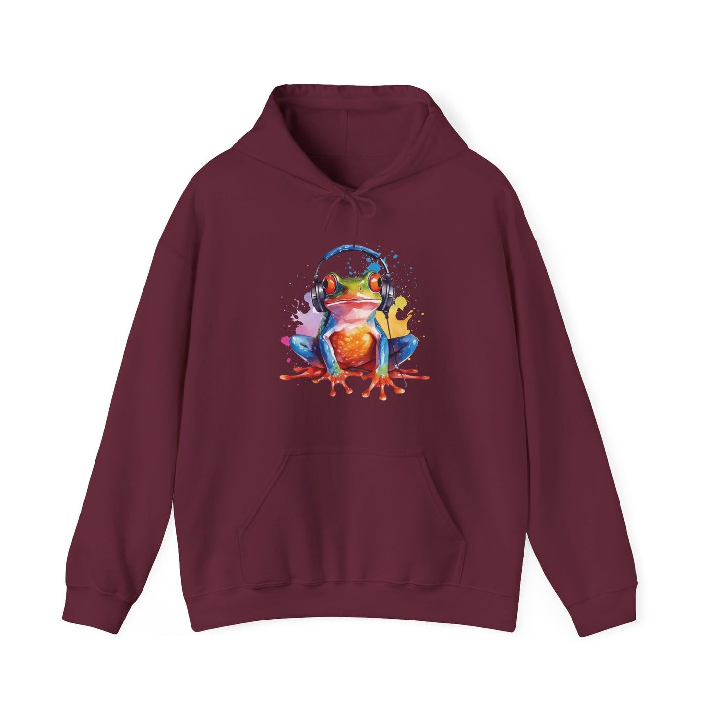 Frog with Headphones Hooded Sweatshirt