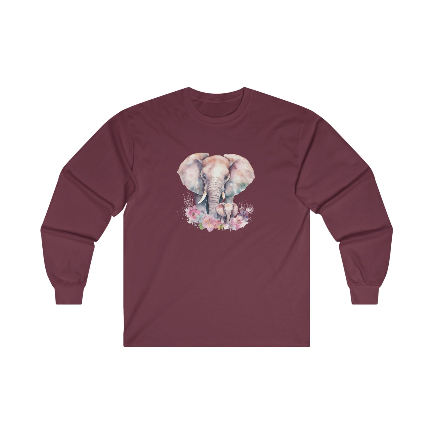 Watercolor Elephant Long Sleeve Tee