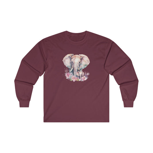 Watercolor Elephant Long Sleeve Tee